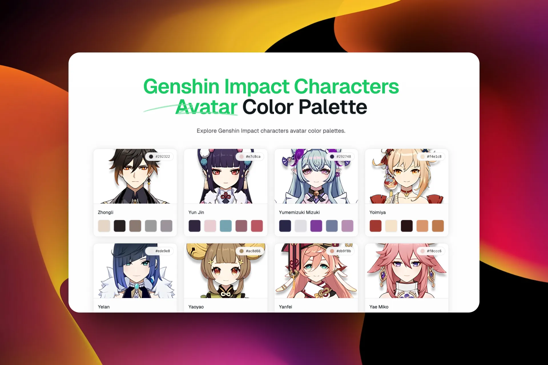 genshin impact characters avatar