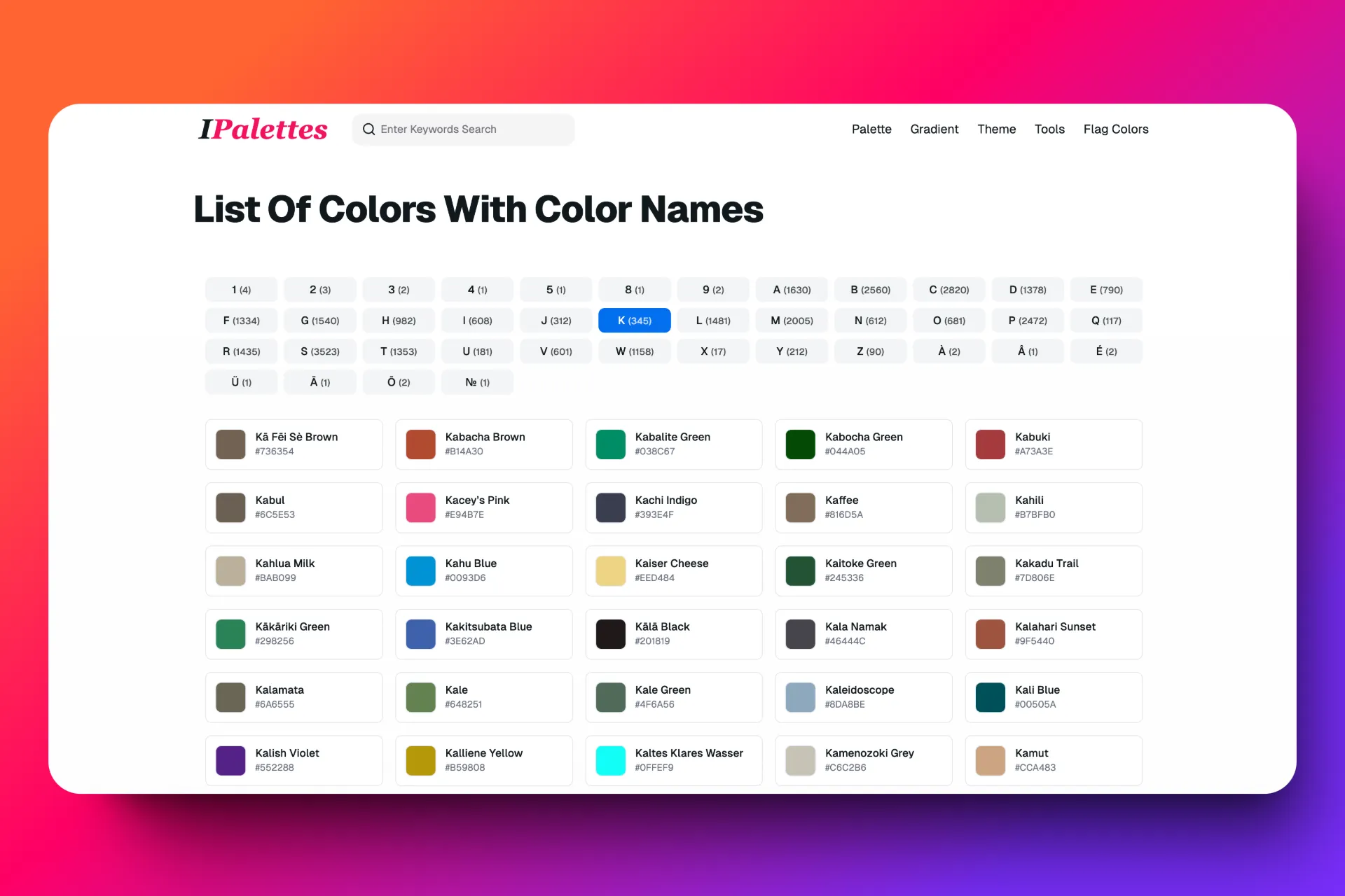 List Of Colors With Color Names